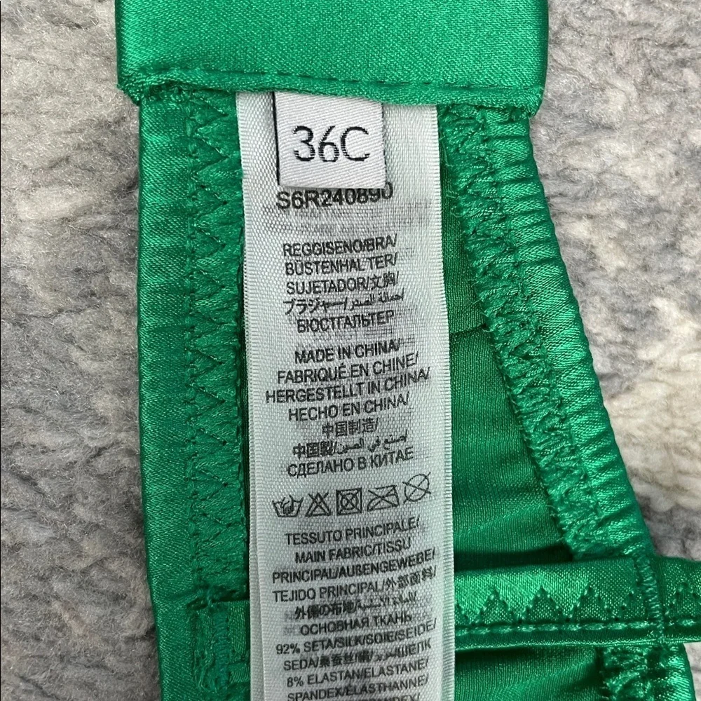 NWT Stella McCartney Green Lace Trim Underwire Bra Silk Blend Sz 36C